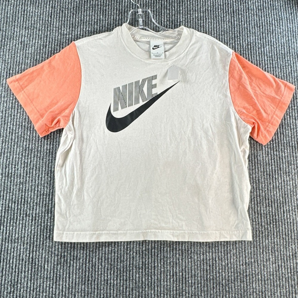 Nike Sportswear Essential Womens Crop Tee White Peach DV0349-100 Large